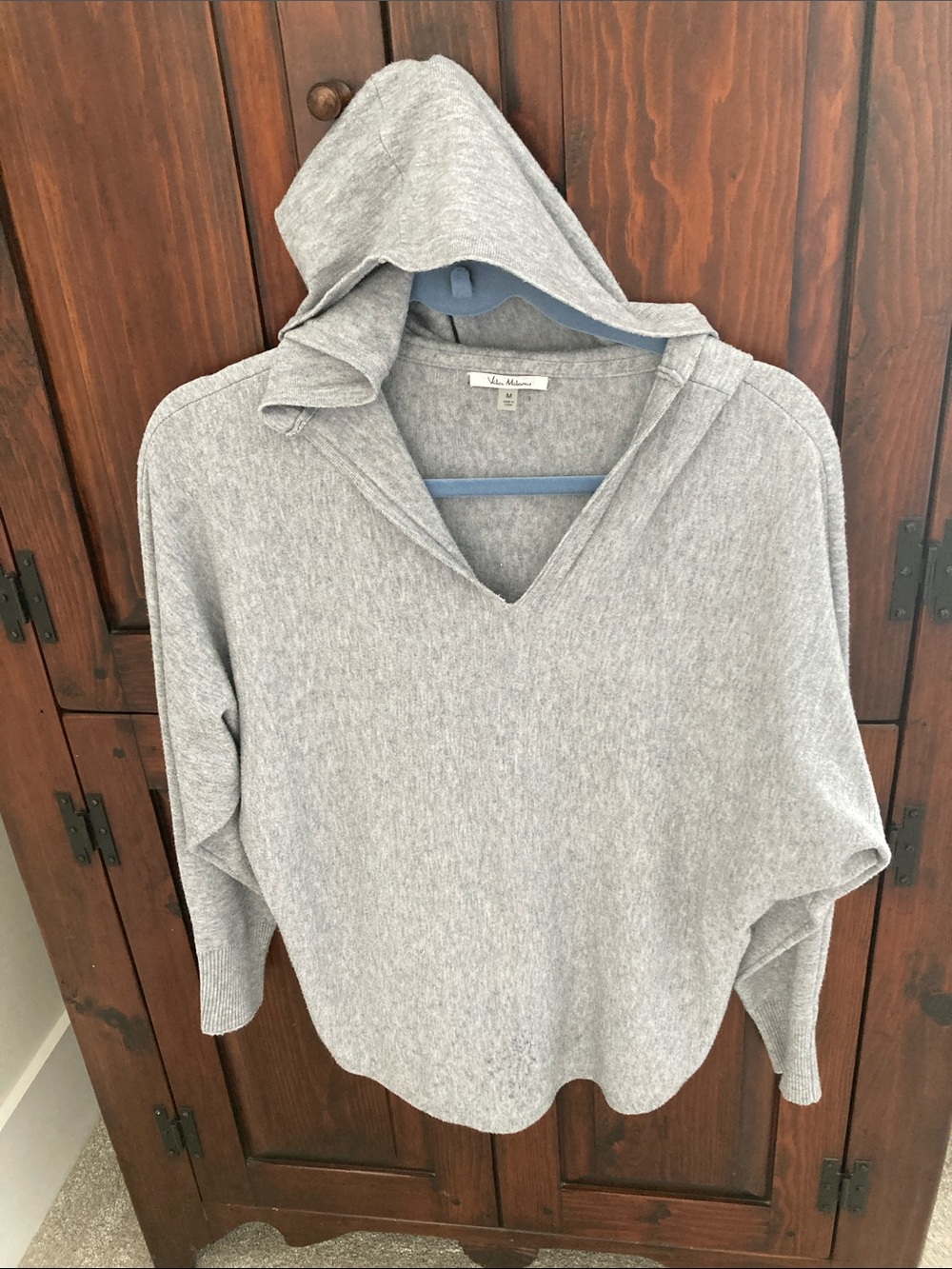 Vince Camuto Light Gray Hooded Pullover Sweater